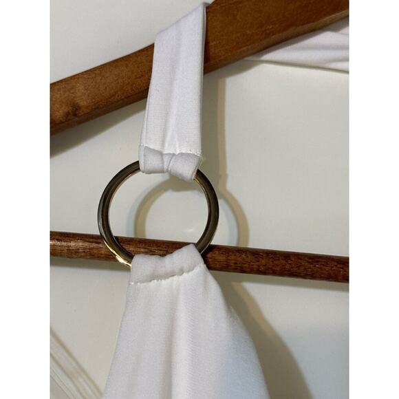 Nookie Riley Ring Midi Dress Ivory Sleeveless Lined Zip Back Ruched NWT Small - Picture 7 of 16